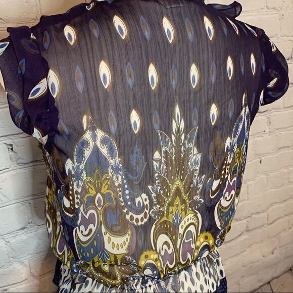 Romeo & Juliet Couture peacock ruffled peplum top - Picture 6 of 9